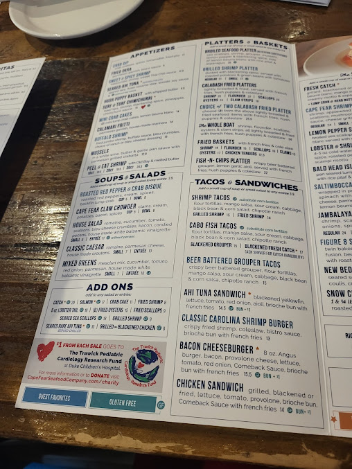 Menu Cape Fear Seafood Company - 2