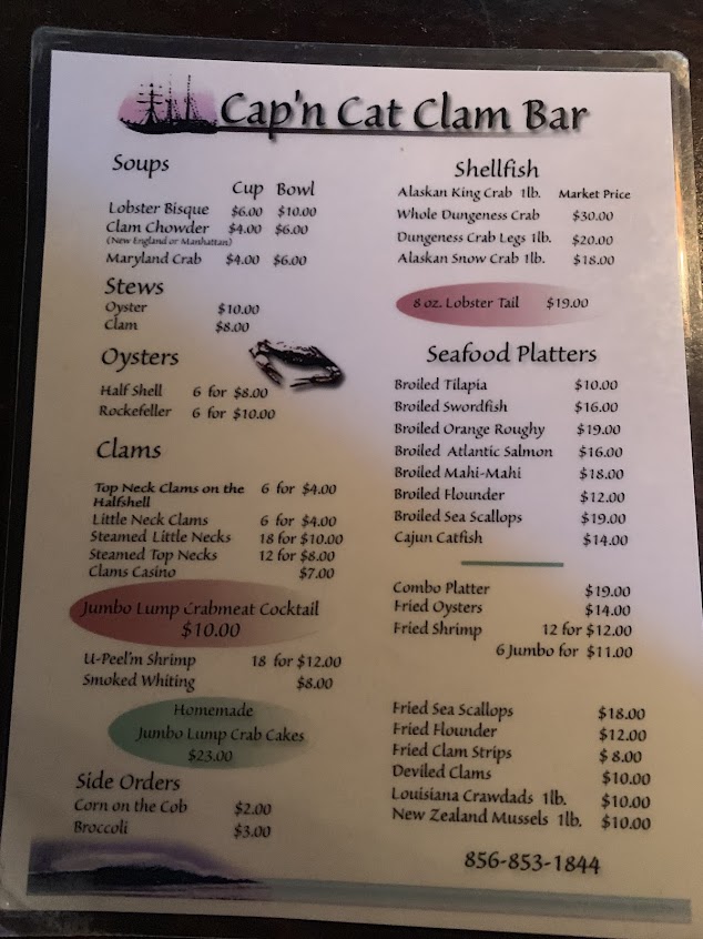 Menu Capn Cats Clam Bar Tavern - 0