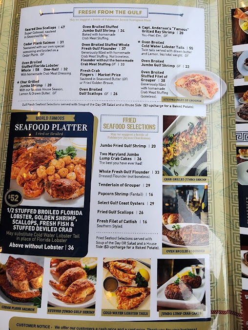 Menu Capt Andersons Restaurant Waterfront Market - 1