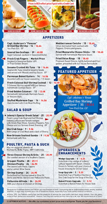 Menu Capt Andersons Restaurant Waterfront Market - 6