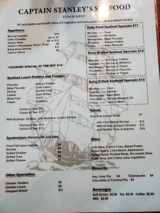 Menu Captain Stanley's Seafood Restaurant - 3