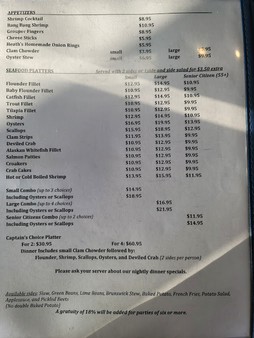 Menu Captain Stanley's Seafood Restaurant - 8