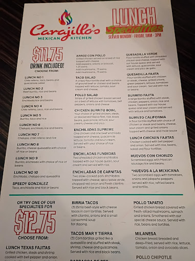 Menu Carajillo's Mexican Kitchen - 10