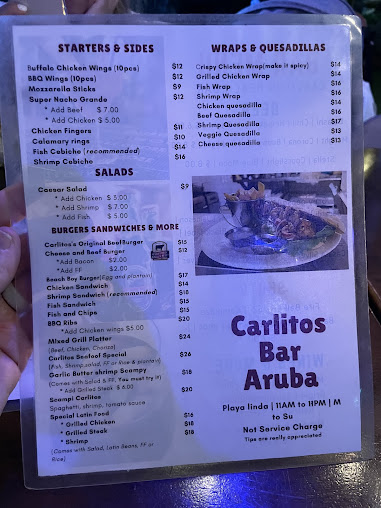 Menu Carlitos Caribbean Sports Bar Grill - 3