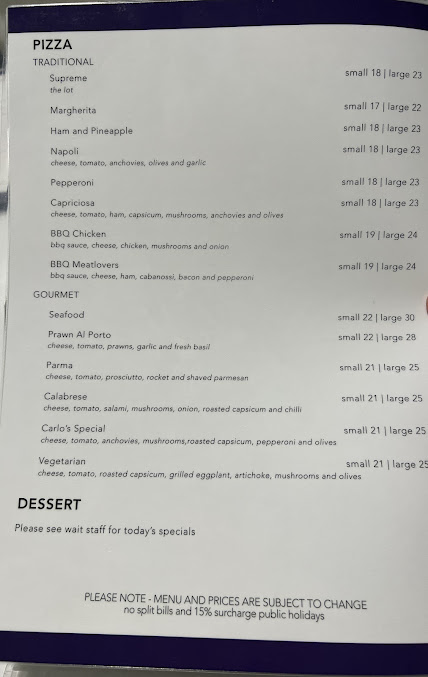 Menu Carlo's Italian Ristorante Bar & Seafood - 1