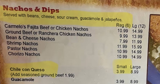 Menu Carmelo's Mexican Grill - 9