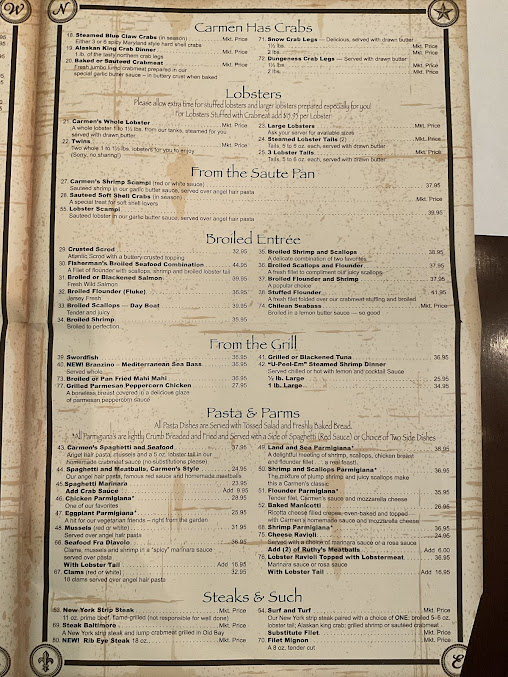 Menu Carmen's Seafood Restaurant - 0