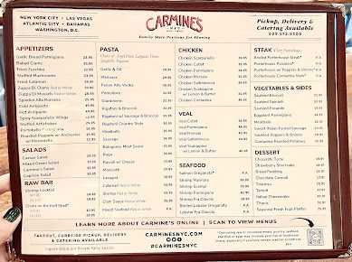 Menu Carmine's - Atlantic City - 0