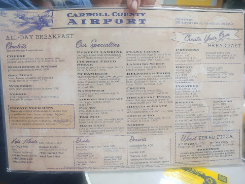 Menu Carroll County Airport Restaurant - 0