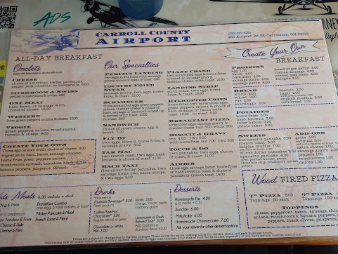 Menu Carroll County Airport Restaurant - 2