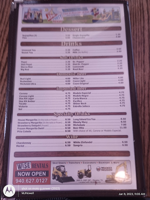 Menu Casa Torres Mexican Restaurant - 2