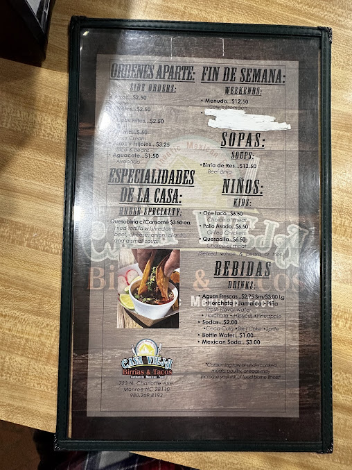 Menu Casa Vieja Birrias Y Tacos - 0