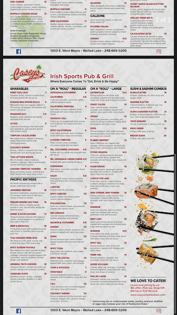 Menu Caseys Of Walled Lake - 1