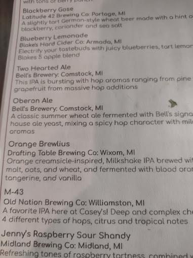 Menu Caseys Of Walled Lake - 9