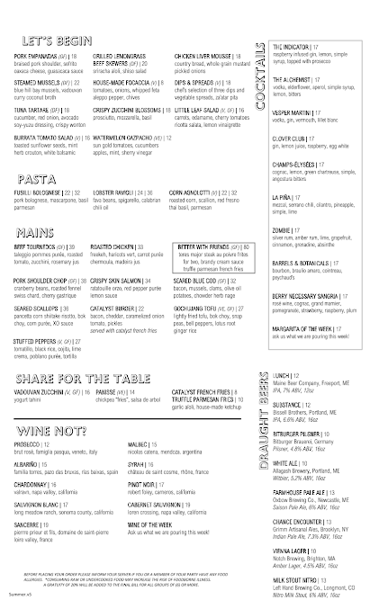Menu Catalyst Restaurant - 3