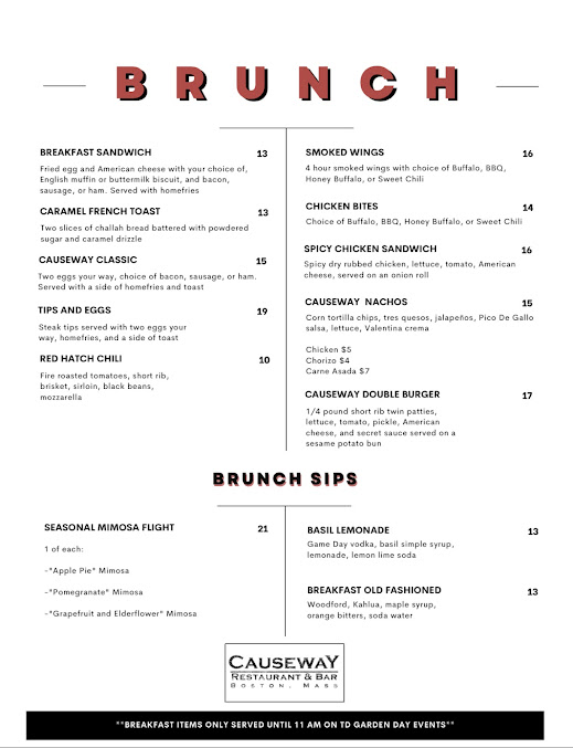 Menu Causeway Boston - 0