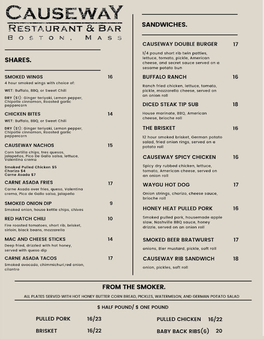 Menu Causeway Boston - 5