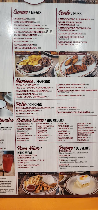 Menu Cerro Negro Restaurant - 1