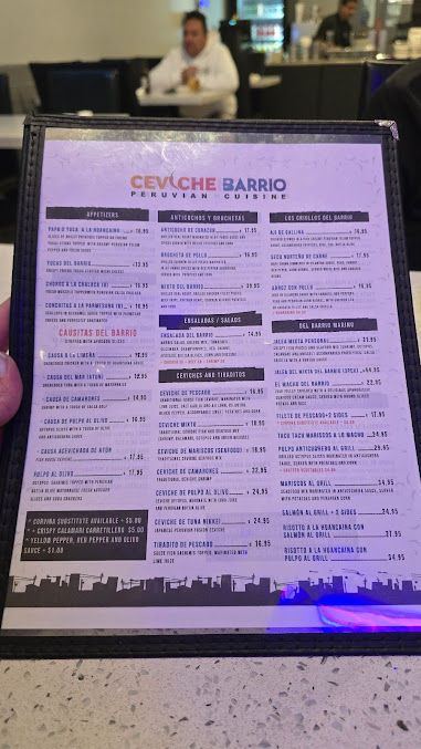 Menu Ceviche Barrio Peruvian Cuisine - 1
