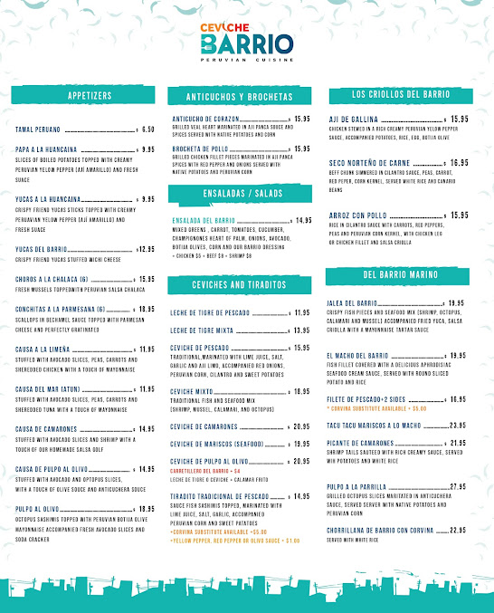 Menu Ceviche Barrio Peruvian Cuisine - 2
