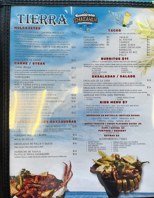 Menu Chacahua Mexican Restaurante - 0