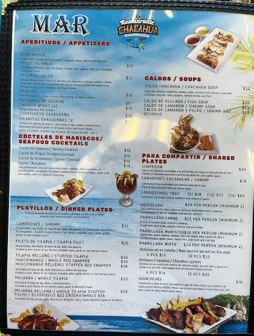 Menu Chacahua Mexican Restaurante - 2