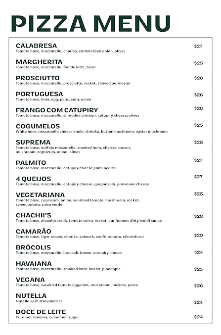 Menu Chachii Sydney - 2