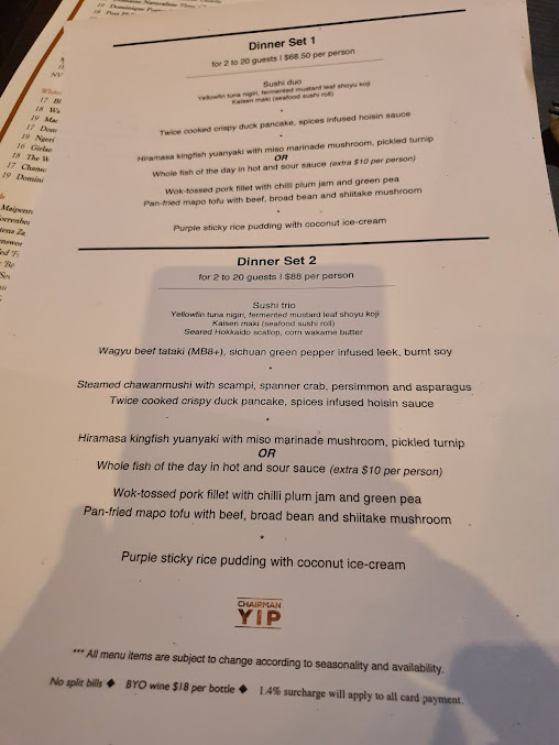 Menu Chairman & Yip - 8