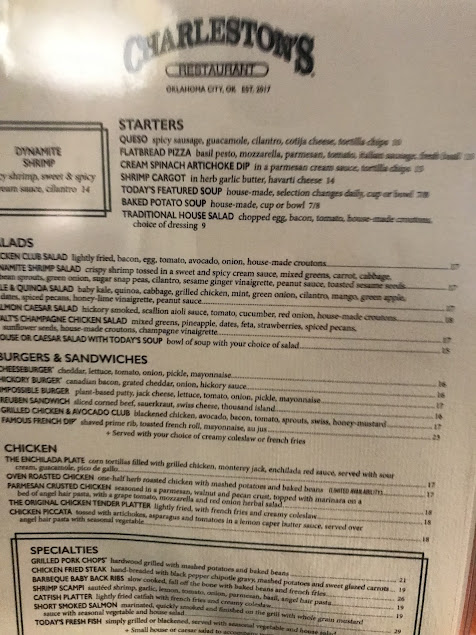 Menu Charlestons Restaurant Oklahoma City - 0