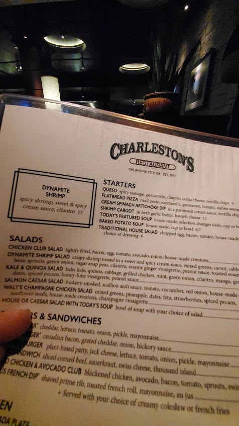 Menu Charlestons Restaurant Oklahoma City - 7