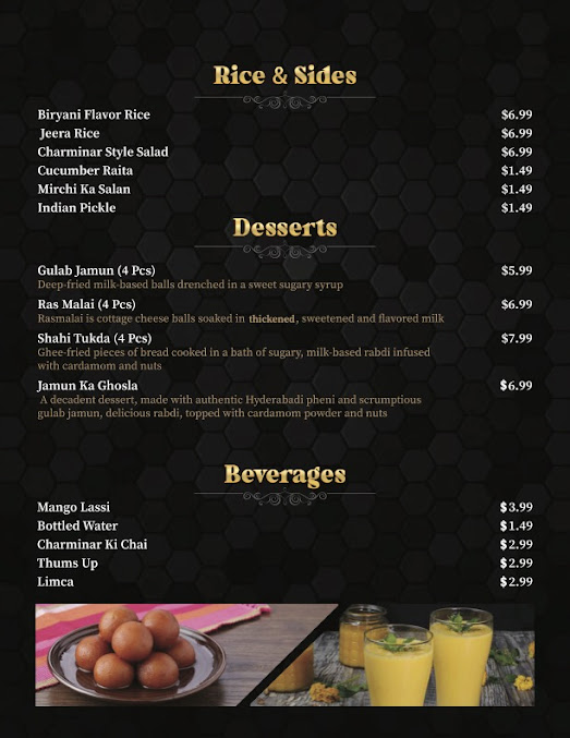 Menu Charminar Indian Restaurant Catering Orange County - 2