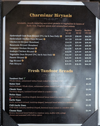 Menu Charminar Indian Restaurant Catering Orange County - 7