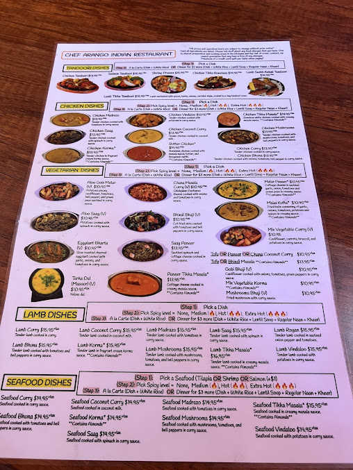 Menu Chef Arango Indian Restaurant - 0