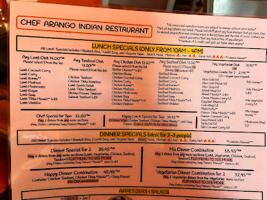 Menu Chef Arango Indian Restaurant - 4