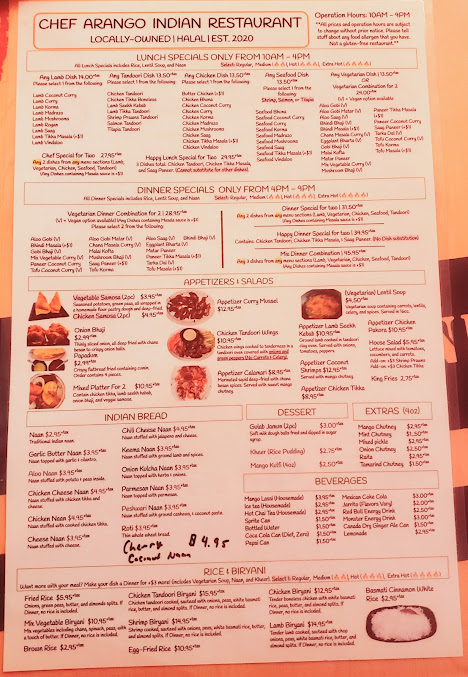 Menu Chef Arango Indian Restaurant - 9