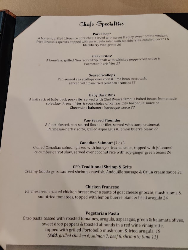 Menu Chef's Palette Restaurant - 2