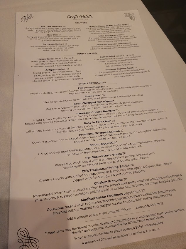 Menu Chef's Palette Restaurant - 3