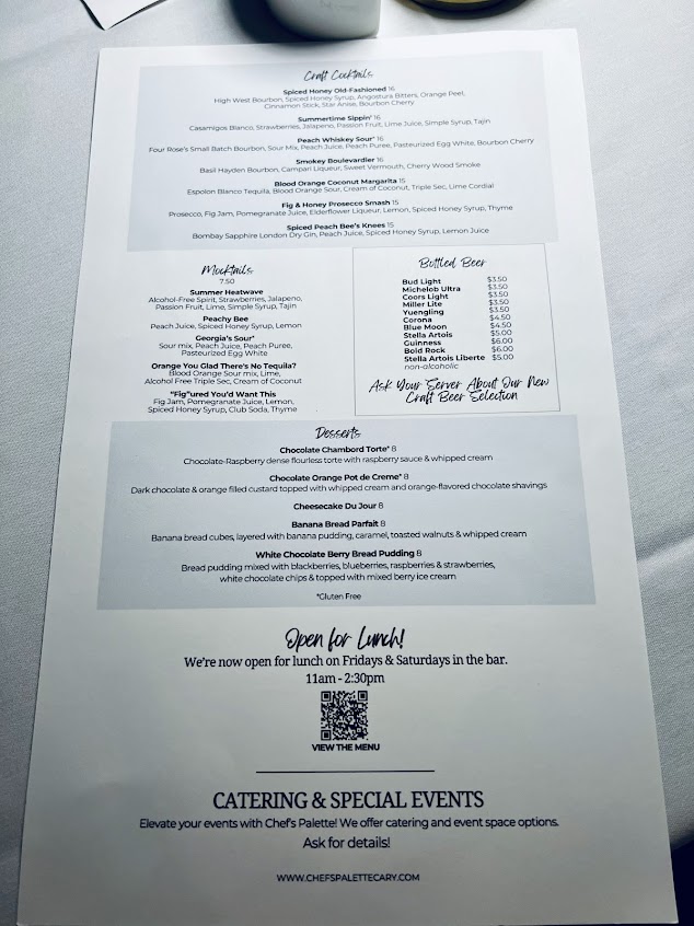 Menu Chef's Palette Restaurant - 4