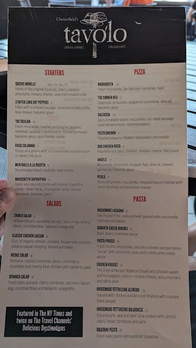 Menu Chesterfield's Tavolo - 2