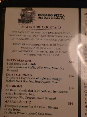 Menu Chicago Pizza And Oven Grinder Company - 8