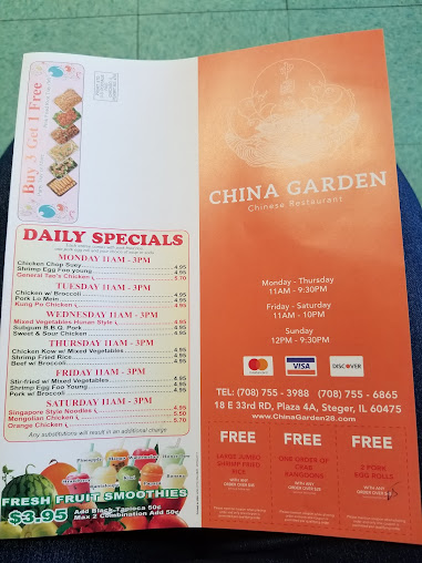 Menu China Garden Chinese Restaurant Steger - 0