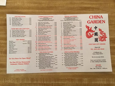 Menu China Garden Restaurant Orono - 2