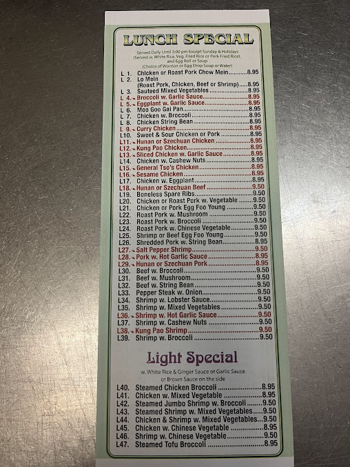 Menu China King Chinese Restaurant - 1