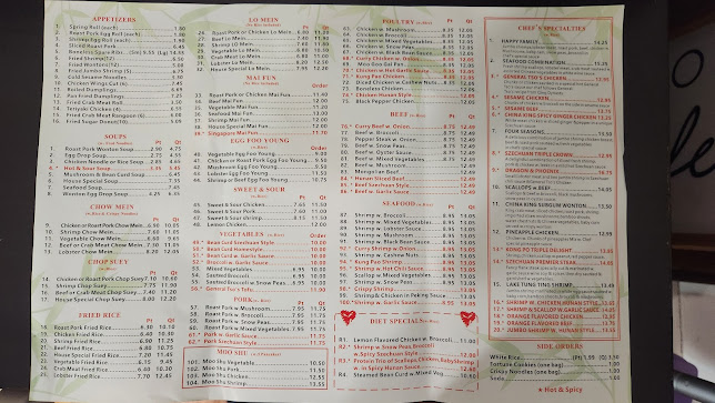 Menu China King Restaurant Buffalo - 1