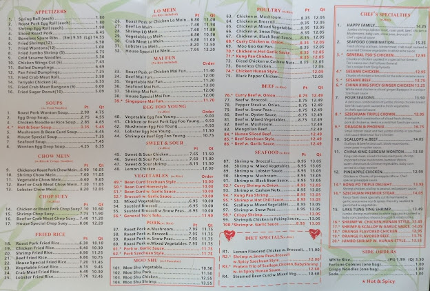 Menu China King Restaurant Buffalo - 2