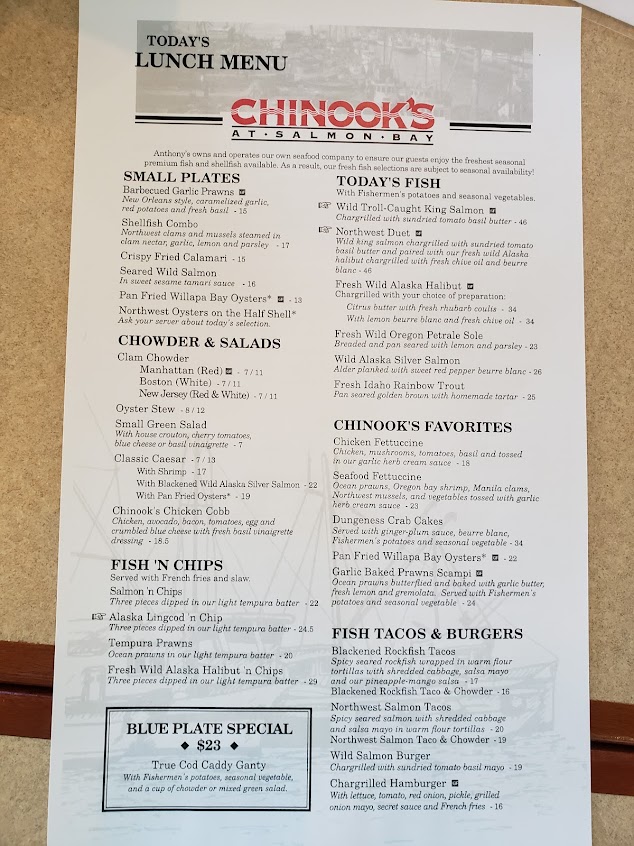 Menu Chinooks At Salmon Bay - 6