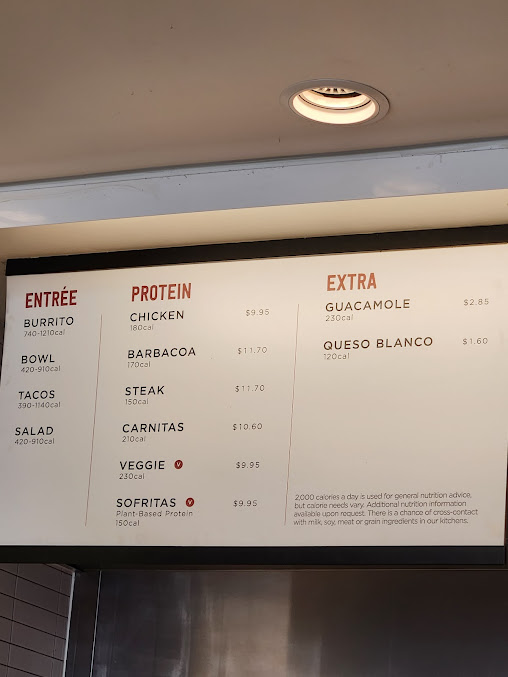 Menu Chipotle Mexican Grill - 0