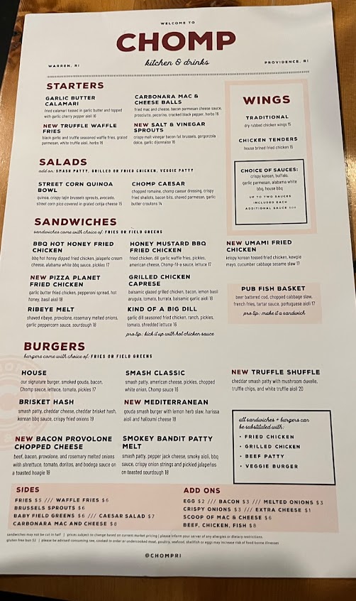 Menu Chomp Kitchen And Drinks - 0