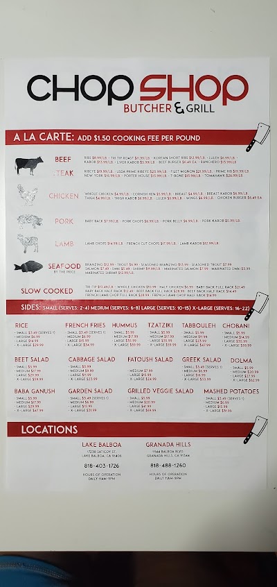 Menu Chop Shop Butcher Grill - 2
