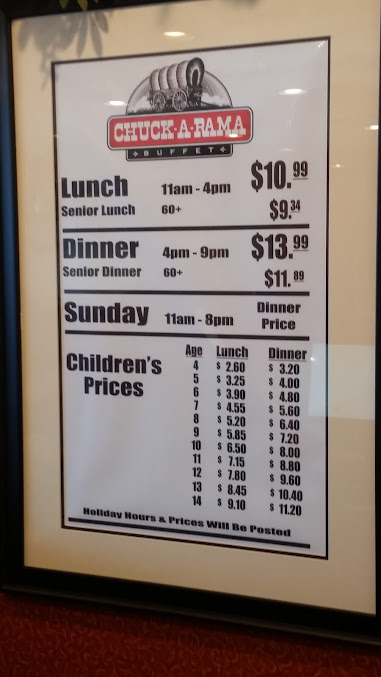Menu Chuck A Rama Buffet - 2
